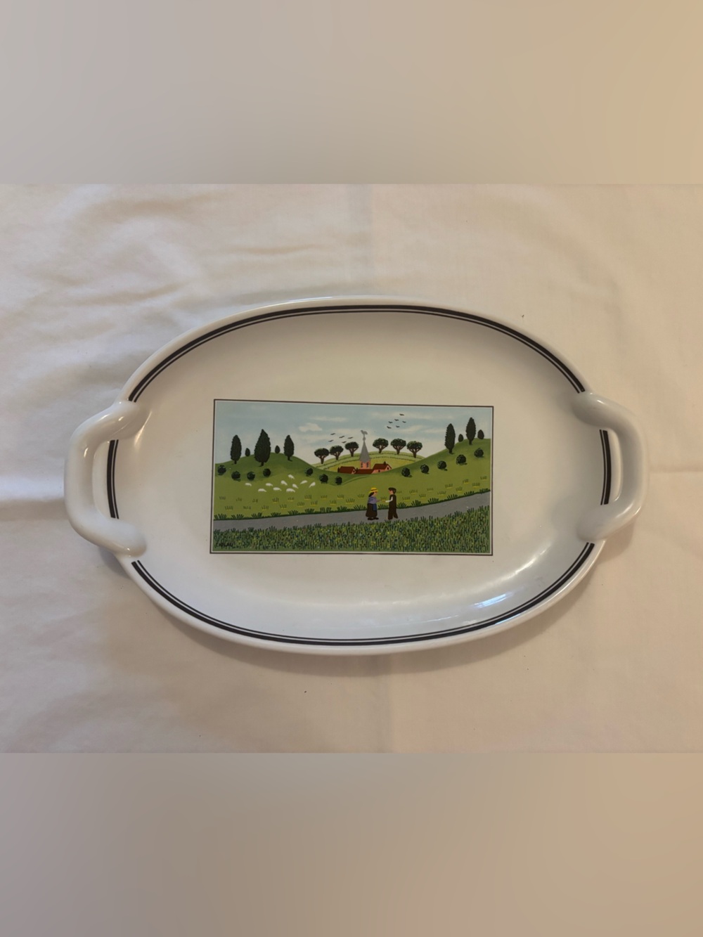 Villeroy & Boch - Design Naif - Oval Tray Platter with Countryside Scene